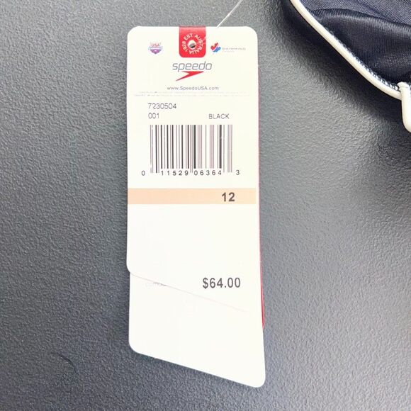 Speedo Stretch Racerback Moderate Black One Piece Swimwear Womens Size 12 NWT - Picture 13 of 16